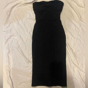Burberry Black Strapless Bodycon Midi Dress